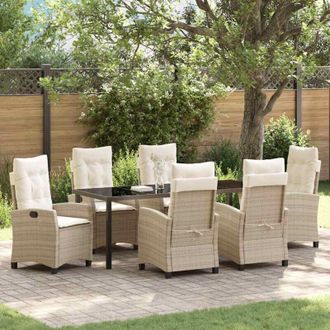 vidaXL Conjunto De Comedor De Jard&iacute;n 7 Pcs Beige Rat&aacute;n Sint&eacute;tico Vidaxl