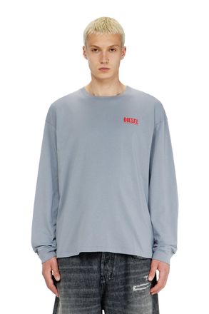 Diesel Relaxed long-sleeve T-shirt with Biscotto logo - T-Shirts - Man - Blue