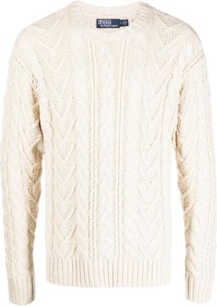 Polo Ralph Lauren Casual Beige Pullover Trui - Heren - Ronde hals truien - Beige - S - Katoen - Truien & Vesten