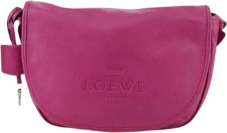 Loewe Pre-owned Cross Body Bags, female, Pink, Size: ONE SIZE Pre-owned Heritage Messenger