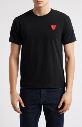 Comme Des Gar&ccedil;ons Comme de Gar&ccedil;ons PLAY Mens Twin Hearts T-Shirt in Black at Nordstrom, Size Large