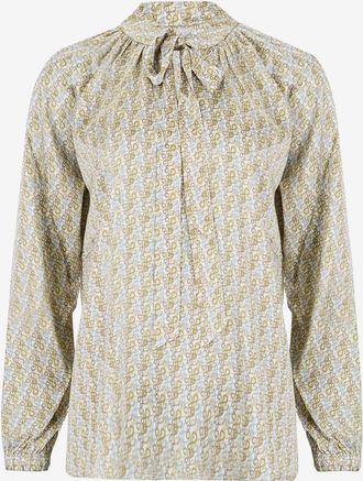 Hemisphere Schluppenbluse aus Seide mit Monogrammprint Farale