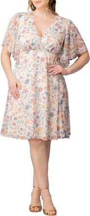 Kiyonna Florence Flutter Sleeve Dress in Pale Blossoms at Nordstrom, Size 5X