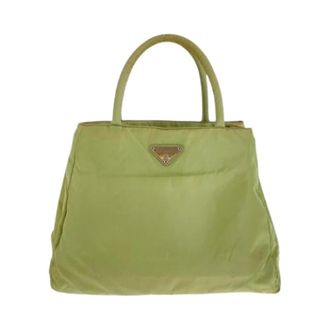 Prada Pre-owned Handbags, female, Green, Size: ONE SIZE Pre-owned Tessuto Nylon Tote Bag