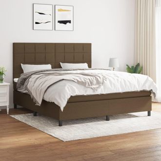 vidaXL Vidaxl - Cama Box Spring Con Colch&oacute;n Tela Marr&oacute;n Oscuro 160x200 Cm