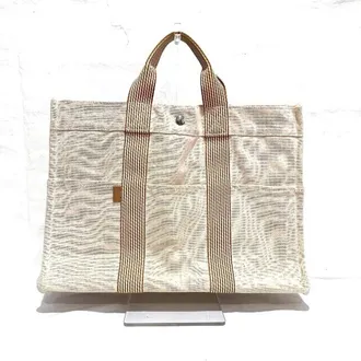 Herm&egrave;s New Fourre Tout Orange Canvas Handbag Tote Bag (Pre-Owned)