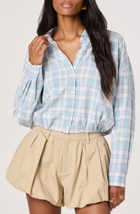 ASTR the Label Jensen Plaid Woven Shirt in Blue Plaid at Nordstrom, Size X-Small