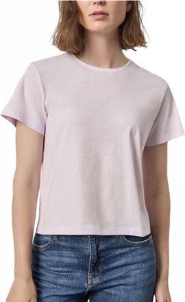 Lilla P Contrast Roll Relaxed Crew Tee In Lavender