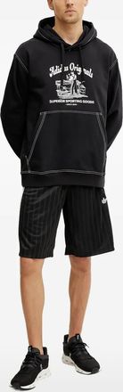adidas graphic-print hoodie - men - Fabric - L - Black