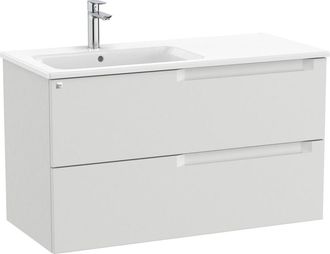 Roca Roca - Pack Mueble Base De 2 Cajones + Lavabo Aleyda Color: Gris Piedra - Medidas: 1005x460x565 Mm - Posici&oacute;n Del Lavabo: Izquierda