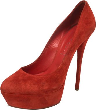 Casadei Red Suede Platform Pumps