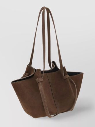 Yuzefi geometric fold-over suede tote bag