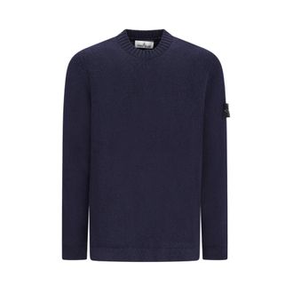 Stone Island Round-neck Knitwear, male, Blue, Size: M Girocollo Crew Neck Sweater