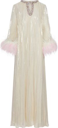 Self Portrait LONG METALLIC DRESS WITH FEATHERS - Self-portrait - Woman