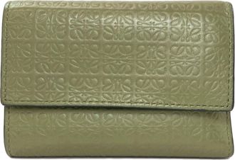 Loewe Repeat Green Leather Wallet (Tri-Fold) (Pre-Owned)