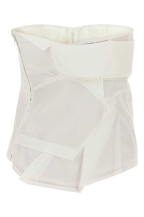 Miu Miu Womens White Poplin Top Bianco Exterior: Cotton Linen Maglie