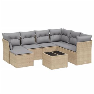 vidaXL Vidaxl - Set Divano Da Giardino 8 Pz Con Cuscini Beige Misto Polyrattan