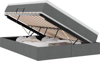 vidaXL Letto Con Contenitore E Materasso Grigio Scuro 140 X 200 Cm Vidaxl