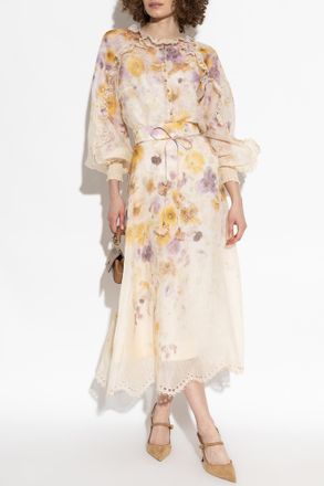 Zimmermann Embroidered Midi Skirt, Womens, Cream