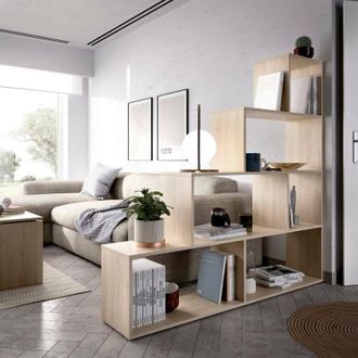 Dmora Librer&iacute;a Dleverb, Estanter&iacute;a De Oficina Multiusos, Librer&iacute;a Librer&iacute;a Con 6 Estantes, 145x29h145 Cm, Roble - Dmora