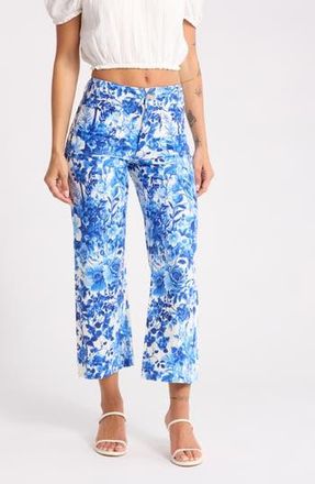 Joie Floral Print Wide Leg Pants in Ivory/Blue Garden at Nordstrom Rack, Size 10