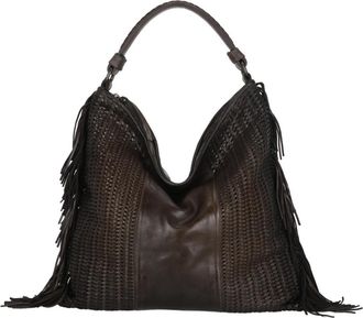 Reptiles House Brown Reptiles House Shopping Tote with Braided Pattern and Fringes