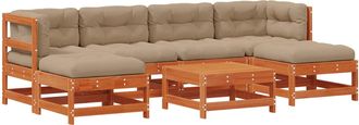 vidaXL Conjunto De Sof&aacute;s De Jard&iacute;n 7 Uds. Marr&oacute;n Cera Vidaxl