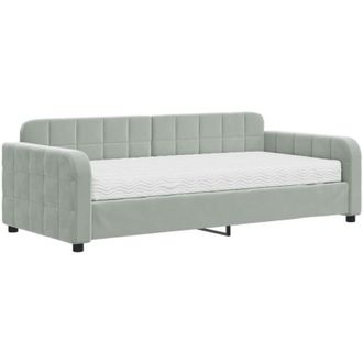 vidaXL Sof&aacute; Cama Con Colch&oacute;n Terciopelo Gris Claro 90x190 Cm Vidaxl