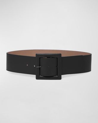 Carolina Herrera Square-Buckle Wide Leather Belt