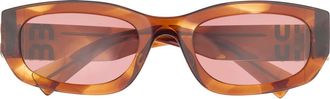 Miu Miu 53mm Irregular Sunglasses in Striped Tobacco /Dark Violet at Nordstrom