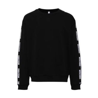 Moschino Hoodies & sweatvesten, Heren, Zwart, XL, Katoen, Logo Band Sweatshirt