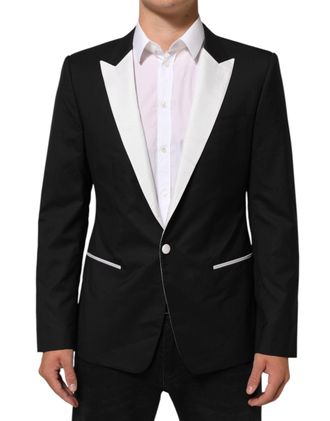 Dolce & Gabbana Womens Black White Martini 1 Button Men Suit Blazer And Pl+se+wv