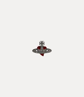 Vivienne Westwood Man. Diamante Heart Single Stud Ruthenium-black-diamond-crystal-transparent-ruby Ruthenium-black-diamond-crystal-transparent-ruby Men