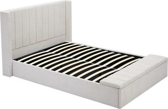 Vente-Unique Cama canap&eacute; 180 x 200 cm con bancada - Tela - Beige - DOUINO