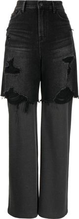 GOEN.J distressed straight-leg jeans - women - Cotton/Polyester - M - Grey