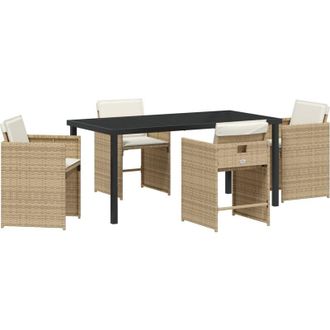 vidaXL Conjunto De Comedor De Jard&iacute;n Con Coj&iacute;n 5 Pcs Beige Polirat&aacute;n Vidaxl