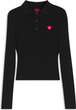 HUGO BOSS Slim-fit sweater in ribbed crepe with polo collar