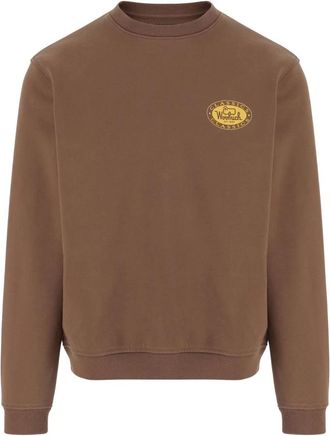 Woolrich Felpa Girocollo in Misto Cotone con Stampa - - Sweatshirts & Hoodies - Uomo - Marrone - M