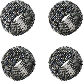Tiramisu Set Of 4 Midnight Shimmer Beaded Napkin Rings
