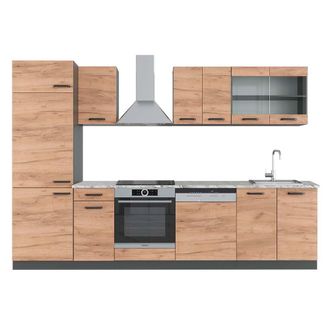 Vicco Mueble De Cocina R-line, Oro Power Roble/antracita, 300 Cm, Et M&aacute;rmol