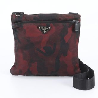 Prada Black Red Color Messenger Bag Shoulder Bag (Pre-Owned)