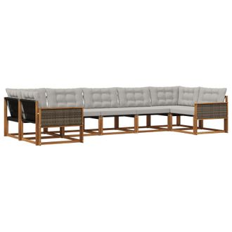 vidaXL Conjunto De Sof&aacute;s De Exterior 7 Pcs Natural Y Gris Claro Vidaxl