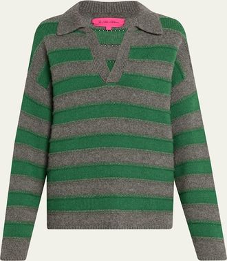 The Elder Statesman Dume Cashmere Stripe Rugby Sweater