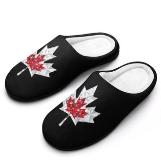 Generic Diamond Maple Canada Flag Funny Mens Slippers Cotton Warm House Shoes Memory Foam Sandals Print Size 7-14