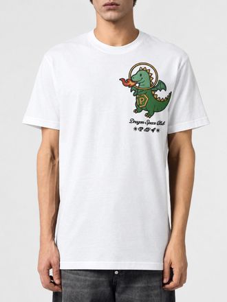 Philipp Plein T-shirt in cotone con logo Hexagon ricamato sul petto