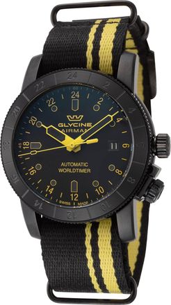 Glycine Mens Airman Contemporary Purist 42mm Black Automatic Watch