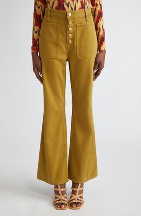Ulla Johnson The Lou Button Fly Flare Jeans in Argan at Nordstrom Rack, Size 27