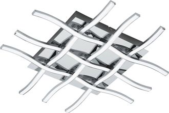 Loops Flush Ceiling Light Colour Chrome Shade White Plastic Bulb LED 36W Included