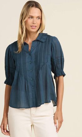 Trovata Jess Button Down Blouse In Teal