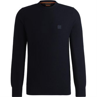 HUGO BOSS Heren Anion Katoen Kasjmier Trui (Donkerblauw)